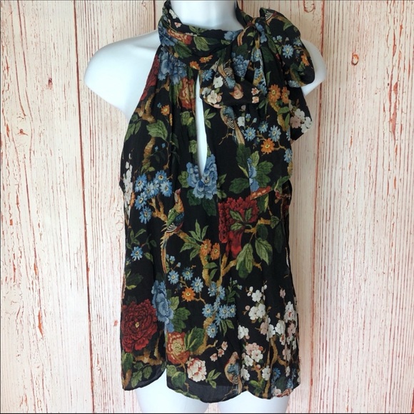 Alice + Olivia Tops - Alice + Olivia Bird Halter Sleeveless Blouse